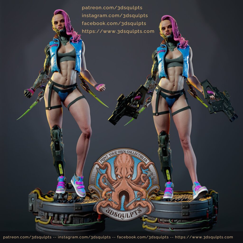 Cyberpunk Girl | 3D printed Figure | 12K Resolution NO Layer Lines | Hand-Painted