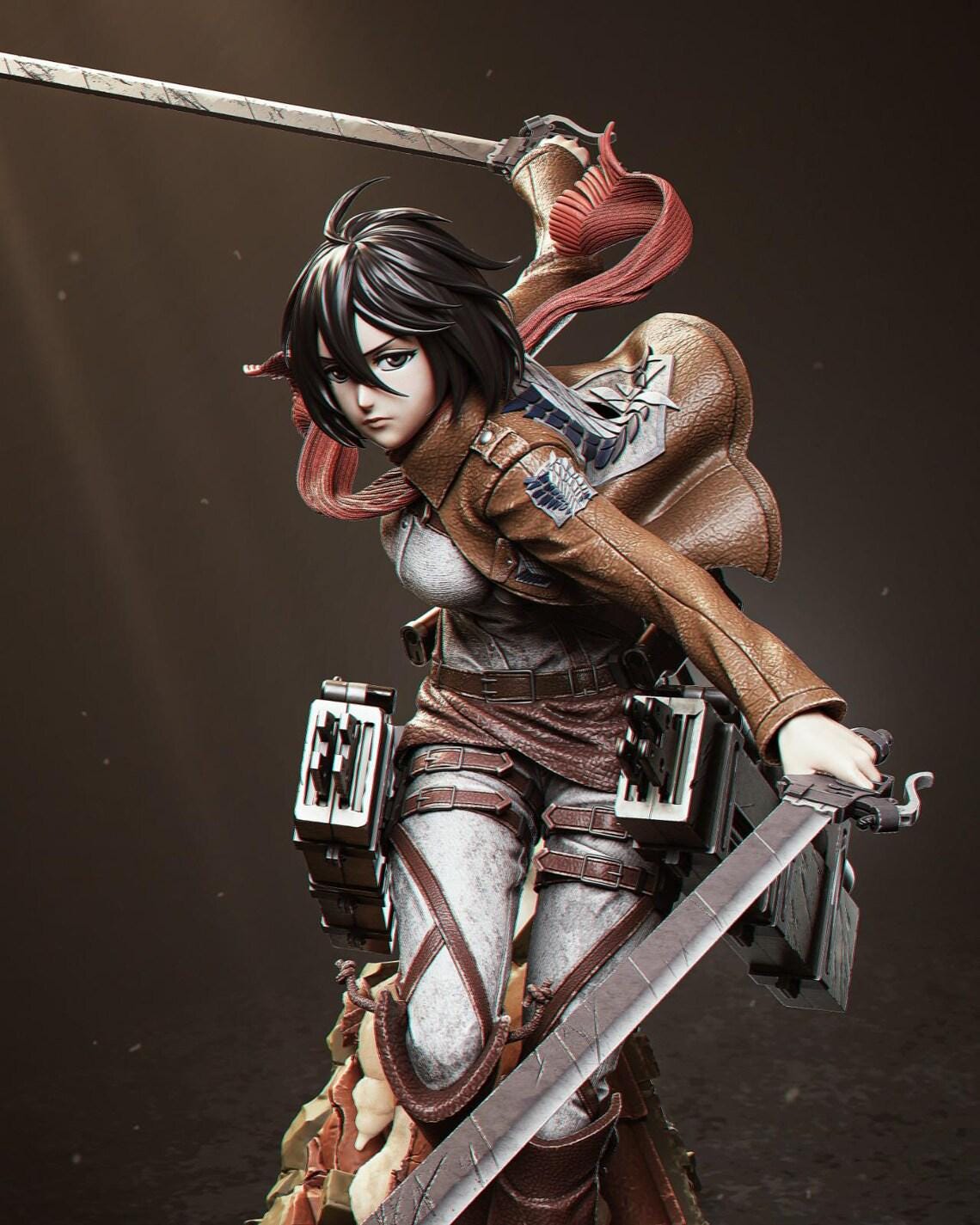Mikasa Ackerman Attack on Titan | 3D printed Figure | 12K Resolution NO Layer Lines | Hand-Painted