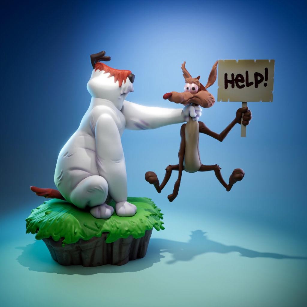 Large Looney Tunes – Sam and Ralph | 3D printed Figure | Hand-Painted
