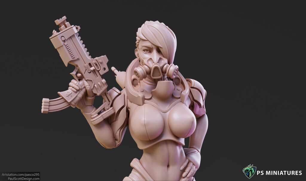 Cyberpunk mercenary girl | Hand-Painted