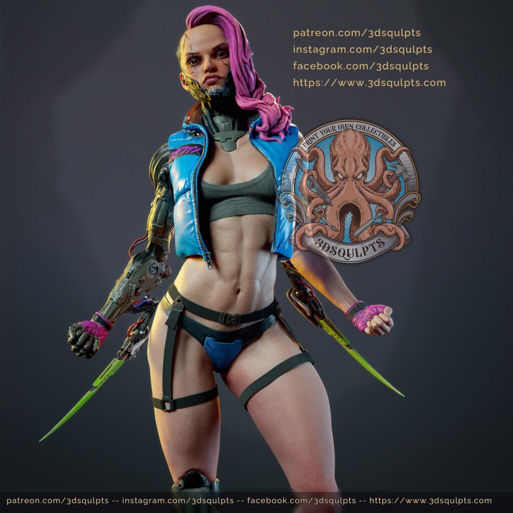 Cyberpunk girl | Hand-Painted