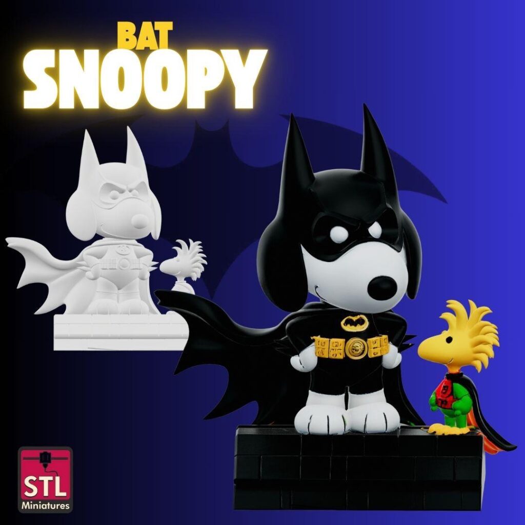 Bat Snoopy | 3d printed figure | Hand-Painted