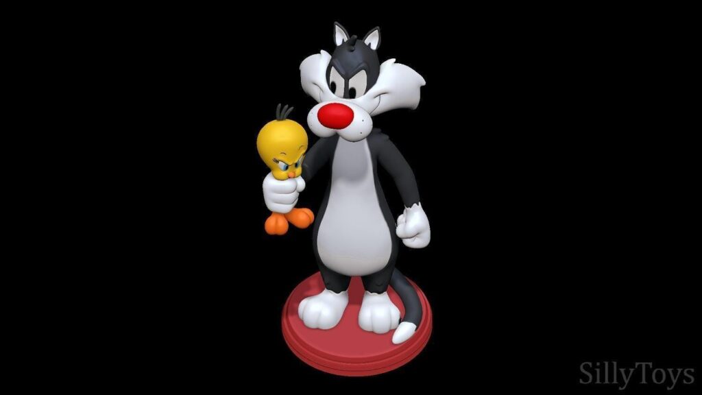 Looney tune sylvester and tweety | 3d printed figure | Hand-Painted
