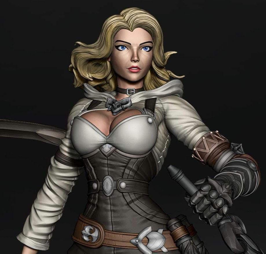 Fantasy Warrior Girl Figurine: XL 1/6 Scale Resin Model (Hand-Painted Available)