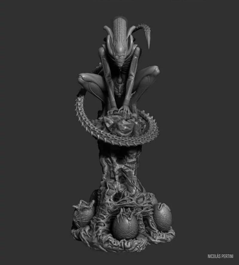 Alien Xenomorph Model: 3D Resin Print – Hand-Painted Option