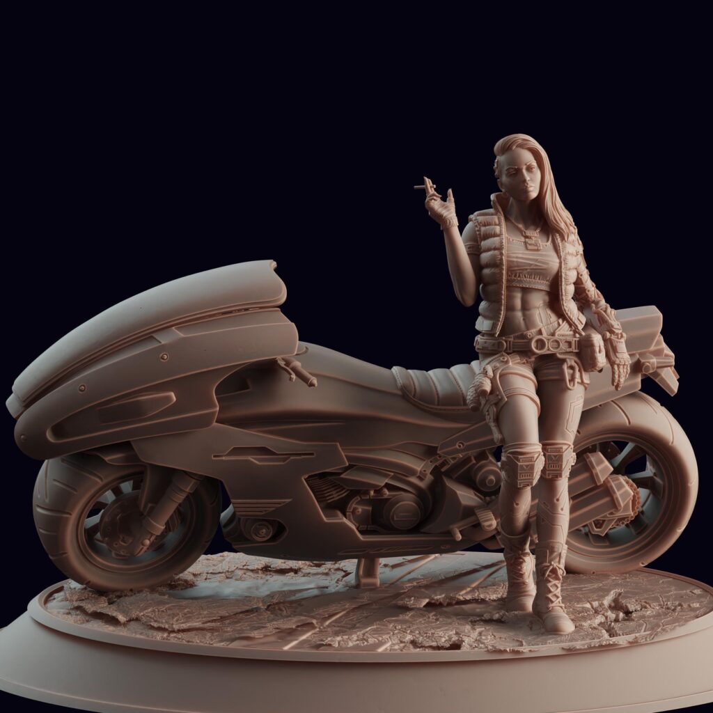 Cyberpunk Girl Figurine: Sci-Fi Anime Resin Print (Hand-Painted or Unpainted)