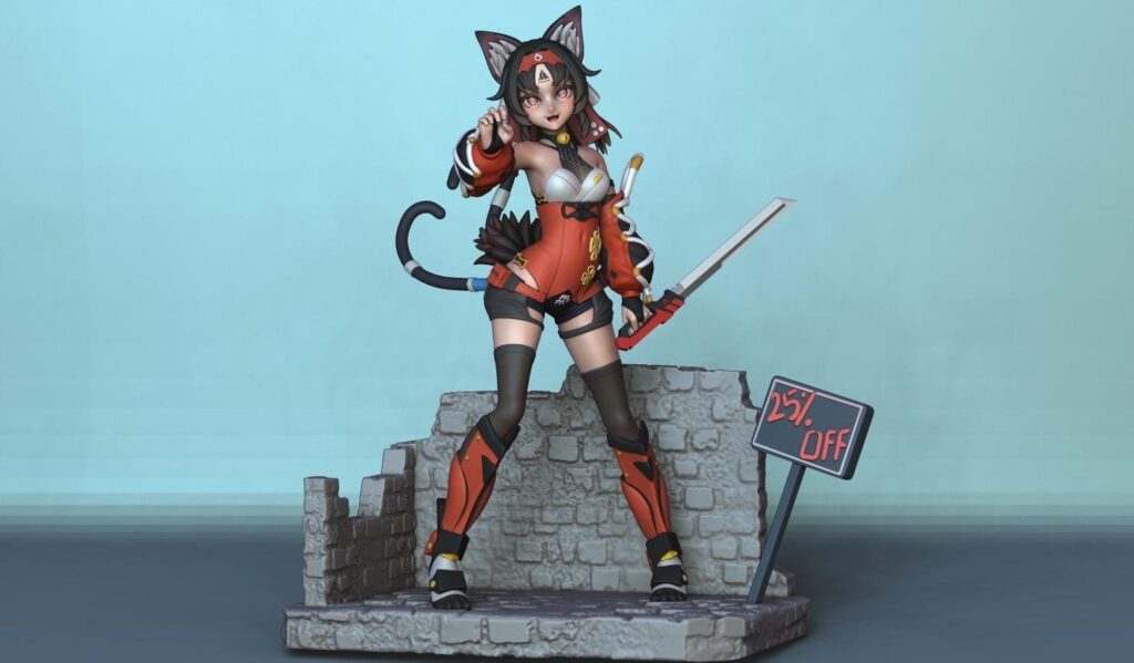 Nekomiya Mana Resin Figure, Fan Art 3D Print (Hand-Painted or Unpainted)