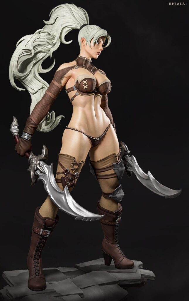 Warrior Girl Resin Figure, 25cm Hand-Painted or Unpainted (Fantasy Model)