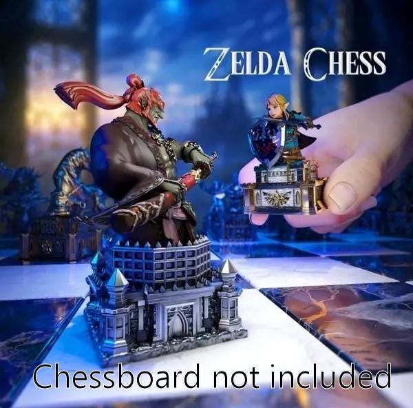 Zelda Link Chess Set: Fan Art Resin Figures (Unpainted, High Detail)